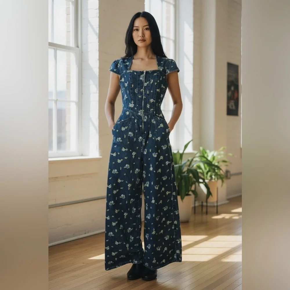 AVEC Les Filles❤️💕Floral Blue Jumpsuit - Picture 2 of 6